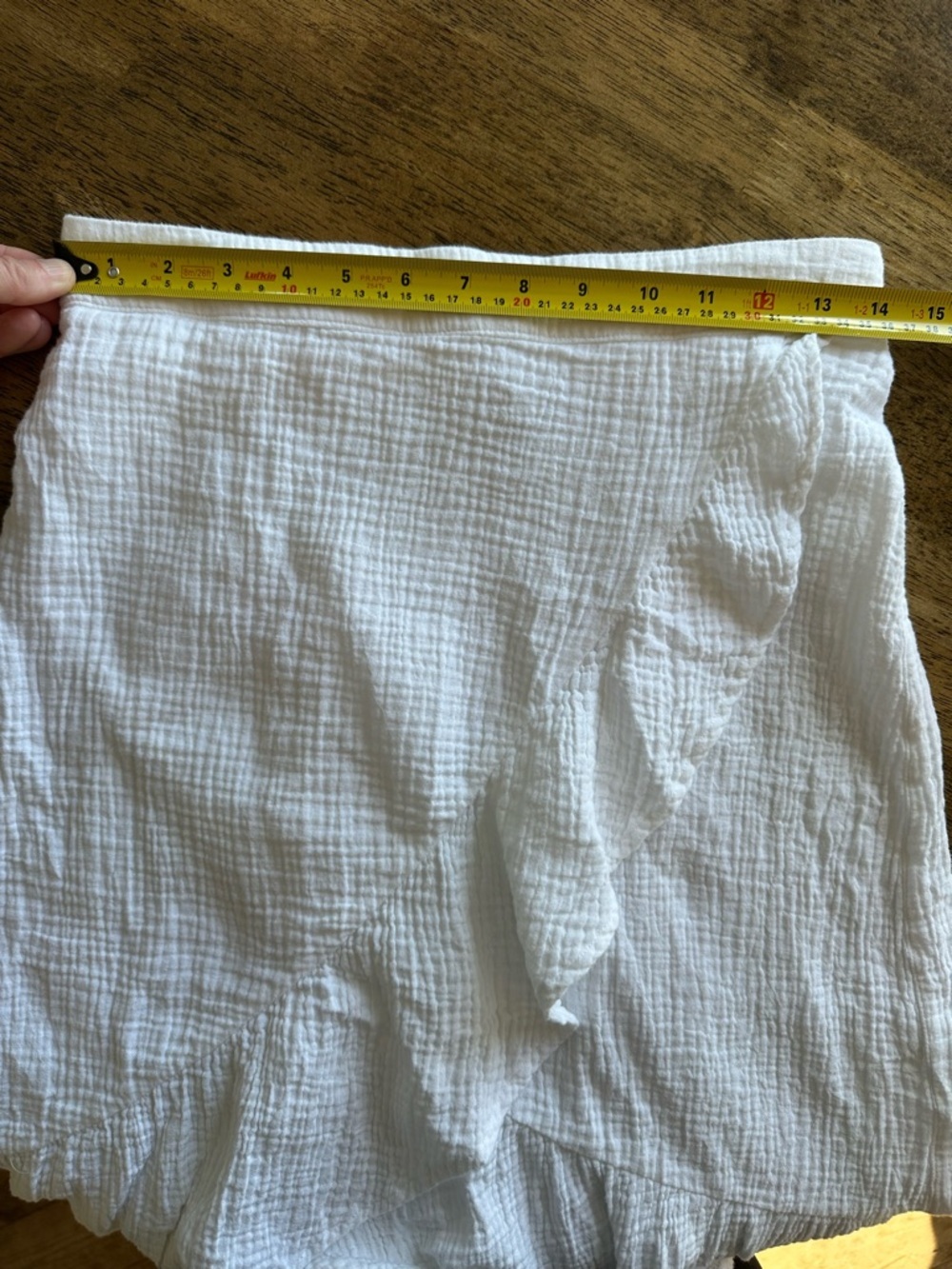 Saks Fifth Avenue White Textured High-Low Ruffle Wrap Skirt - Picture 6 of 7